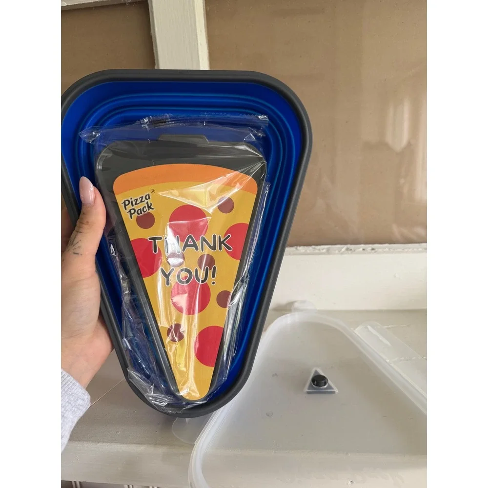Pizza Pack Collapsible Silicone Pizza Storage Container with 5 Trays Blue NEW